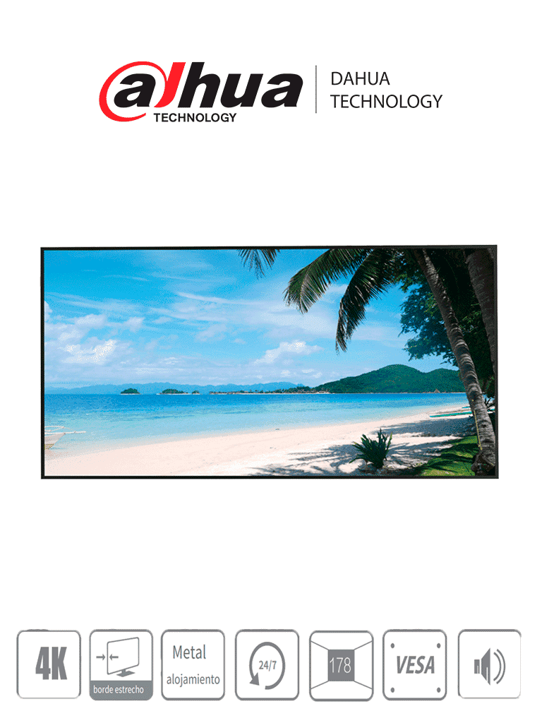 DAHUA LM55S400 - Pantalla 4K 55 pulgadas / Profesional para CCTV / Ultra HD / Panel nivel industrial / 24/7 / Brillo 450 NITS / 6MS / Carcasa de metal