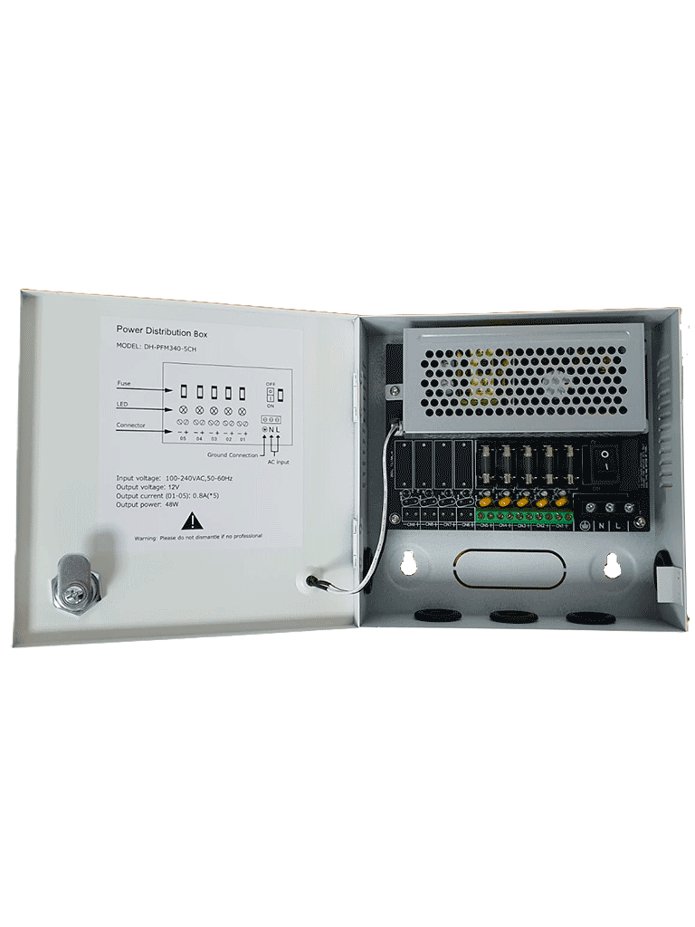 DAHUA PFM340-5CH - Fuente de Poder de 12 vcd/ 4 Amperes/ Para 5 Camaras/ Fusibles Intercambiables/ Proteccion contra Sobrecargas/ Color Blanco/ - Imagen 3