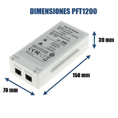 DAHUA PFT1200 - Inyector Hi-Poe Midspan Gigabit/ Soporta PoE/PoE+/ Soporta Hi-PoE 60 Watts para PTZ/ Indicadores Led de Status/ Funciona con Extensor: PFT1300 para conexión en Cascada/ Instalación en Pared/ - Imagen 3