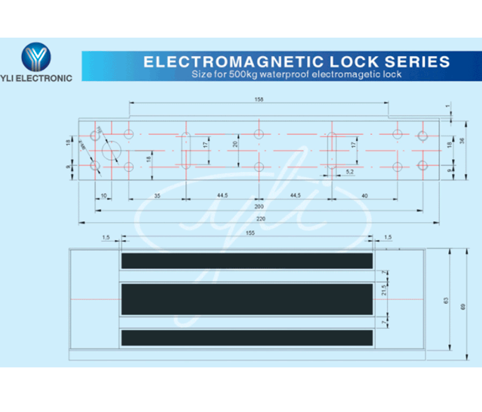 YLI YM500NWPACK - Paquete de Cerradura Magnética para exterior YM500NW y Soporte de Fijación tipo ZL / Fuerza de Sujeción 500kg (1200LB) / Para puertas de madera, vidrio y metálicas / IP68 - Imagen 4
