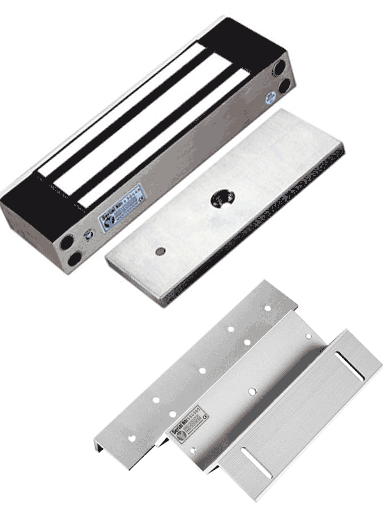 YLI YM500NWPACK - Paquete de Cerradura Magnética para exterior YM500NW y Soporte de Fijación tipo ZL / Fuerza de Sujeción 500kg (1200LB) / Para puertas de madera, vidrio y metálicas / IP68