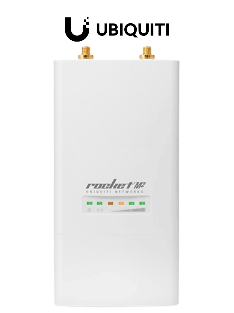 UBIQUITI ROCKETM2 - Radio Airmax 2.4GHz para exteriores con conectores RP-SMA, MIMO, potencia de 28 dBm y rendimiento de hasta 150 Mbps.