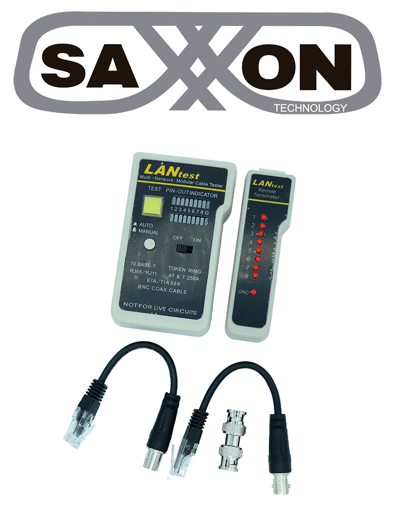 SAXXON G288 - Probador de cables / Conectores RJ45 / BNC / RJ11