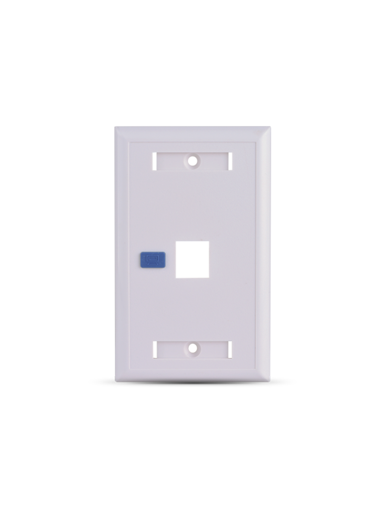 SAXXON A1751E - Placa de pared / Vertical / 1 Puerto tipo keystone / Color blanco / Con etiquetas