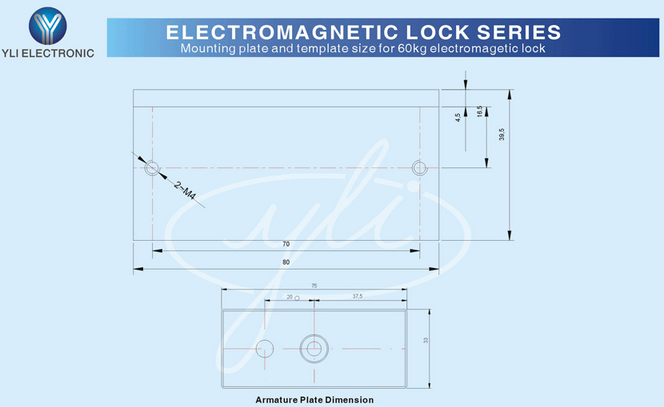 YLI YM60 - Cerradura Magnética para Control de Acceso / Fuerza de Sujeción 60 Kg o 120 Lb / 12 VDC / Para puertas de madera, vidrio y metálicas / Uso interior / Compatible con Soporte MBK70Z - Imagen 6
