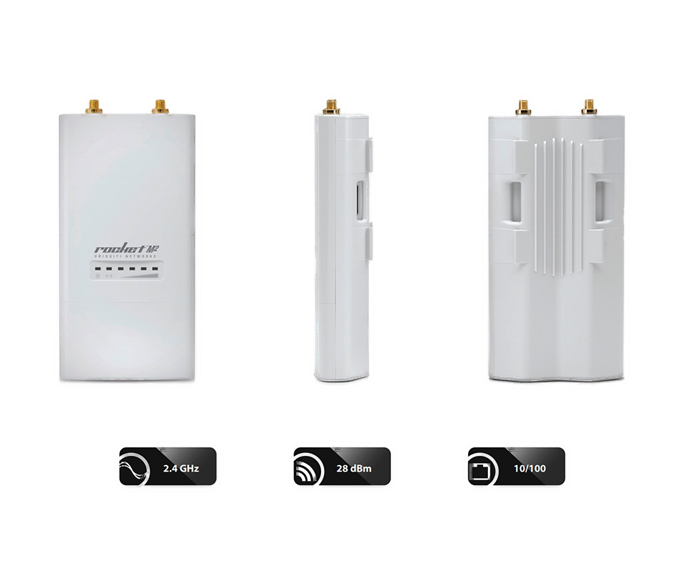 UBIQUITI ROCKETM2 - Radio Airmax 2.4GHz para exteriores con conectores RP-SMA, MIMO, potencia de 28 dBm y rendimiento de hasta 150 Mbps. - Imagen 3