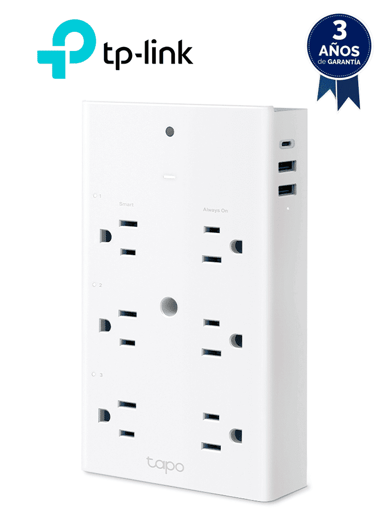TP-LINK TAPO P306 - Multicontacto de 6 contactos WiFi para exterior , equipado con 1 puerto USB-C (PD) y 2 puertos USB-A (QC3.0), que brindan hasta 18 W de potencia , Control remoto con APP TAPO , Compatible con Alexa, Google Home y Apple Home.