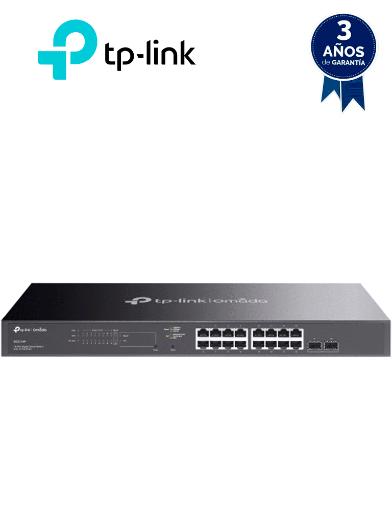 TP-LINK TL-SG2218P - Switch inteligente de 16 puertos POE+ Gigabit JetStram , 2 puertos SFP , POE 802.3at/af , 150W totales , Gestión centralizada con OMADA , soporta QoS L2/L3/L4 y snooping IGMP , IPV6 , ACL , DHCP Snooping, 802.1X.
