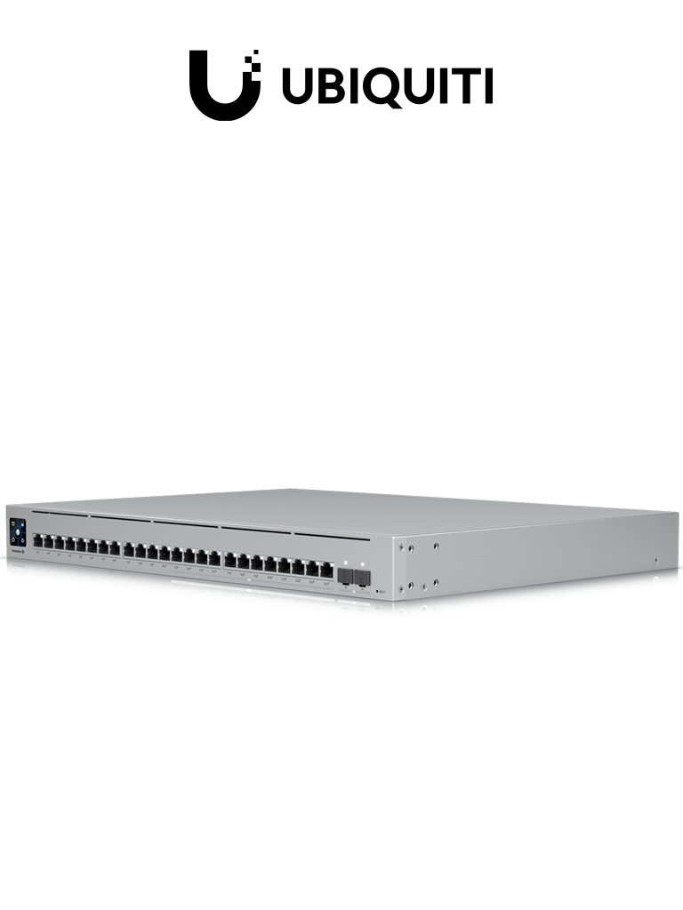 UBIQUITI USW-ENTERPRISE-24-POE - UniFi Switch Empresarial Capa 3 de 24 puertos PoE 802.3af/at (12 puertos 2.5G y 12 puertos 1G) + 2 puertos 1/10G SFP+, 400W, pantalla informativa.