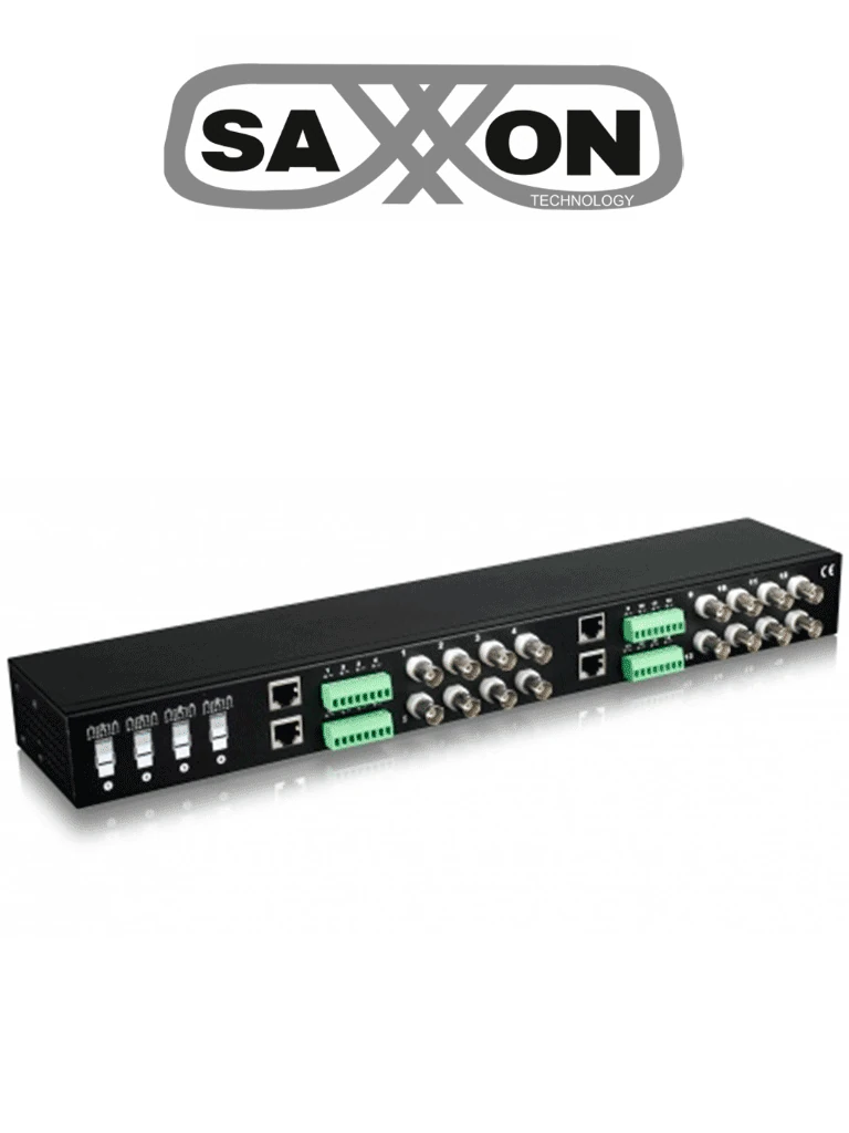SAXXON VBMC-01 - Transceptor pasivo de 16 canales, soporta resolución hasta 4K a 150m, HDCVI/TVI/AHD/CVBS, 720p a 350m, 1080p a 200m, 4MP a 200m