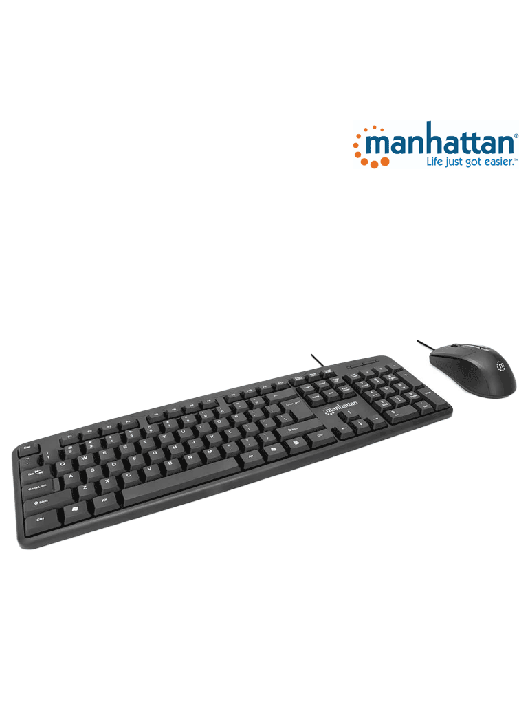 MANHATTAN 178464 Juego de teclado y mouse óptico, cableados Teclado con cable y ratón óptico con cable, negro - Imagen 6