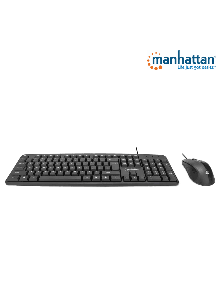 MANHATTAN 178464 Juego de teclado y mouse óptico, cableados Teclado con cable y ratón óptico con cable, negro - Imagen 5