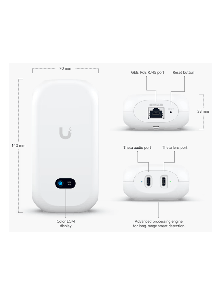UBIQUITI KIT UVC-AI-THETA + UVC-AI-THETA-AUDIO - Kit de videovigilancia que integra cámara modular y módulo de audio para captura de video y sonido en interiores. Diseño discreto, analítica inteligente y gestión centralizada mediante UniFi Protect. - Imagen 9