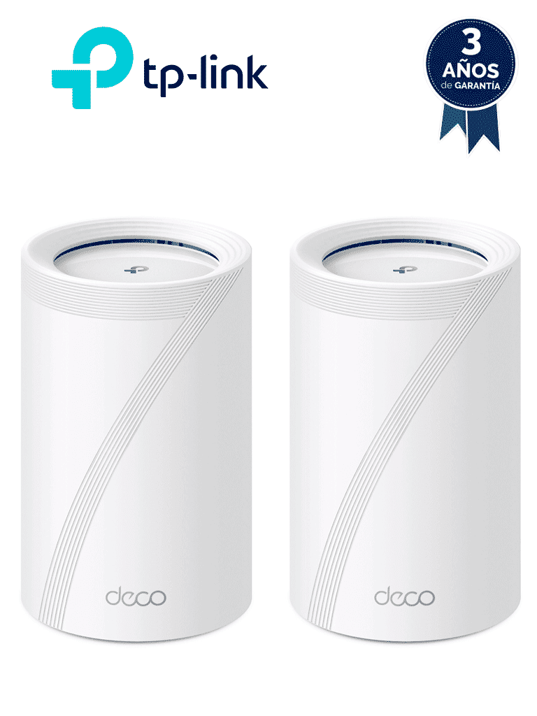 TP-LINK DECO BE65(2-Pack) - Sistema Mesh WiFi 7 , Wi-Fi 7 de Triple Banda de 11Gbps , 4 puertos 2.5Gbps , Multi-Link Operation (MLO) , Canales de 320Mhz , Banda de 6Ghz , Protección con HomeShield, Conecta más de 200 dispositivos.