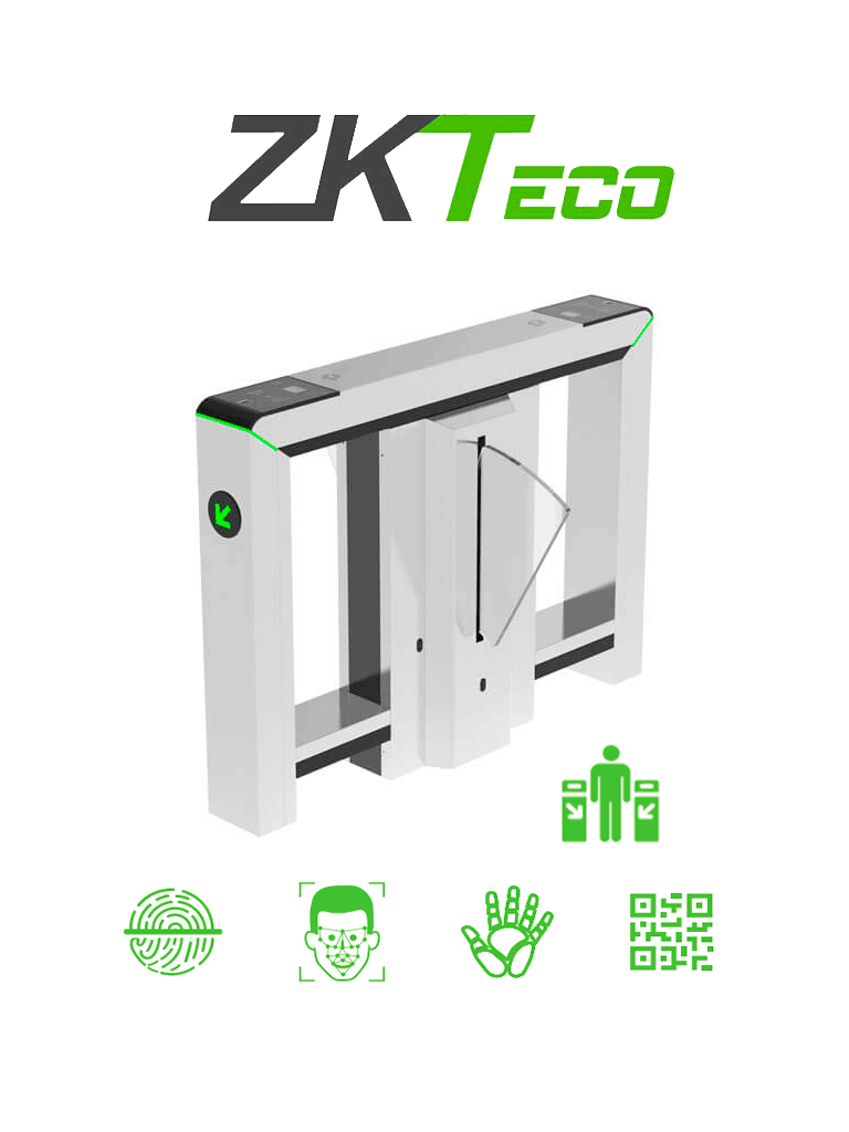 ZKTECO MARSF1200 - Barrera Peatonal Tipo Flap Bidireccional / Acero inoxidable SUS304 / Protección IP34 / 110V / 30 x min / 40 cm x carril / Exterior Protegido / 3 millones de ciclos / Aleta de Acrílico / No cuenta con Lectores y Panel